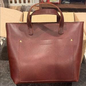 New cognac medium crossbody leather tote by Portland Leather Goods with straps